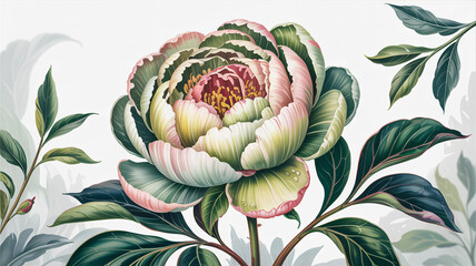 Obraz premium An elegant botanical flourish A serene green floral pattern with verdant accents