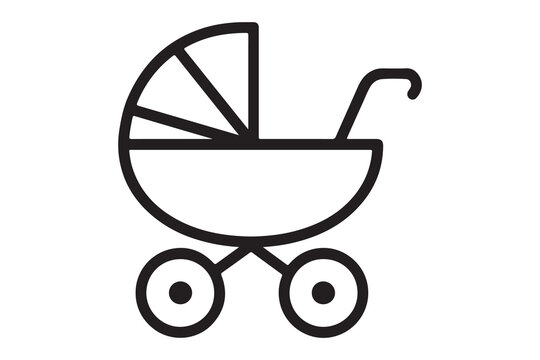 recommend clip art: Simple black line art of a baby stroller.
