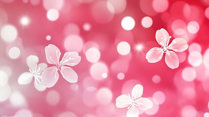 Delicate pink blossoms float on a bokeh background