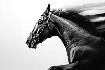 Close-up of fast horse racing in motion