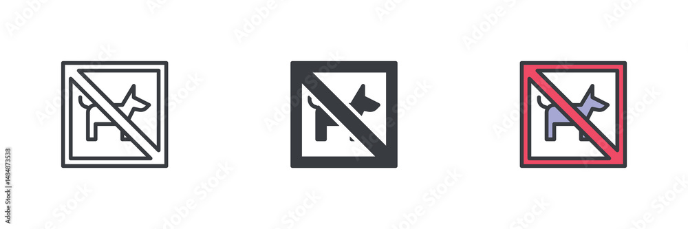 Poster no pets sign different style icon set