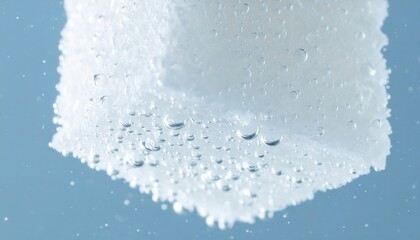 Obraz premium Dissolving sugar cube close-up food photography kitchen macro view culinary science