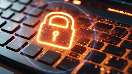 Glowing padlock icon on a laptop screen indicating enhanced cybersecurity measures, A glowing padlock icon on a laptop screen, symbolizing digital security and data protection - Powered by Adobe