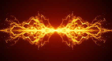 Abstract symmetrical fiery energy bursts