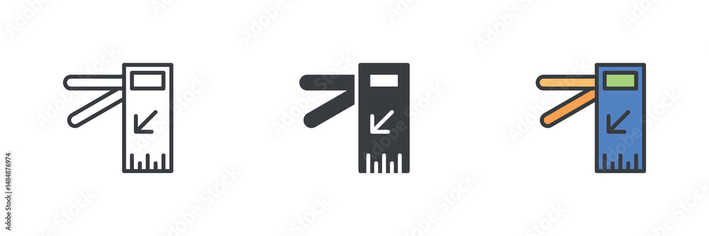 Aufkleber ticket barrier different style icon set