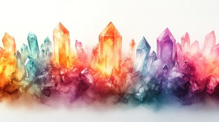 Colorful crystal cluster