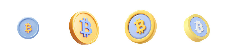 Obraz premium Digital representation of various bitcoin coins.