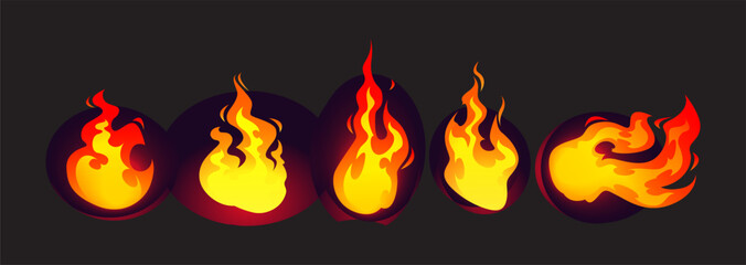 Set Icon Flames full color