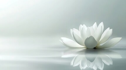 Serene white flower reflecting in calm water