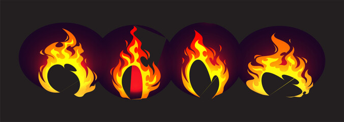 Set Icon Flames full color