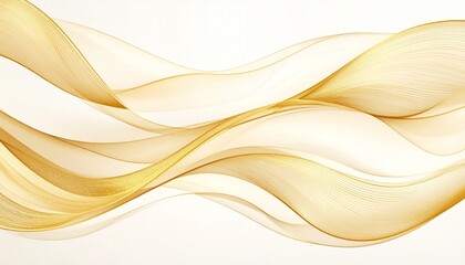 Abstract golden waves on ivory texture