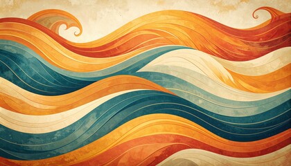 Dynamic waves in orange and blue abstract art digital illustration tranquil environment aerial view fluid motion