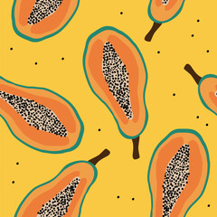 Fototapeta premium Cute papaya fruits pattern background vector design