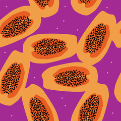 Cute papaya fruits pattern background vector design