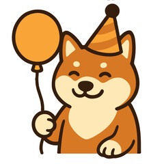 Cute shiba inu birthday celebration