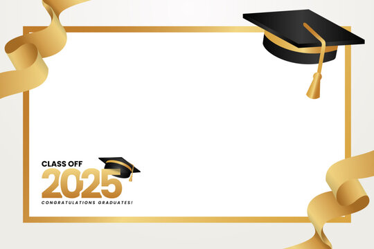 Graduation photo frame with white background for class of 2025 template design
