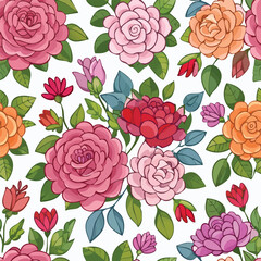 Rose Vector Illustration with Seamless Pattern Design