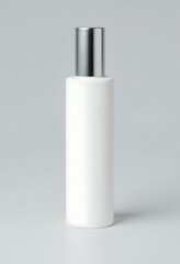 White bottle product skincare beauty cosmetic silver cap empty mockup