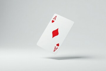 Obraz premium Close-up of a single playing card flipping in mid-air, isolated on white , diamonds, simple