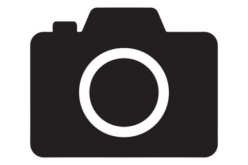 Simple black and white camera icon for graphic design