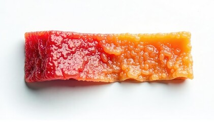 Close-up view of a detached flap against a stark white backdrop , white, isolated, material
