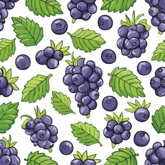 Currant Vector Illustration with Seamless Pattern Design