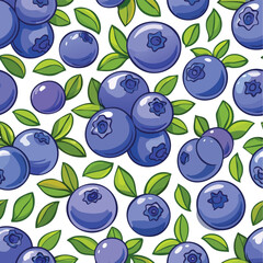 Bilberry Vector Illustration with Seamless Pattern Design