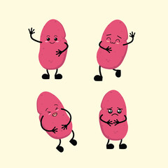 Vegetables Cute Cartoon Ulluco with Different Emotions