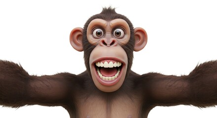 Excited cartoon monkey with big smile