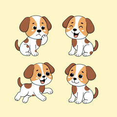 Animal Cute Cartoon Dog with Different Emotions