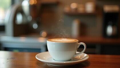 Cup of coffee latte art coffee shop cafe drink beverage
