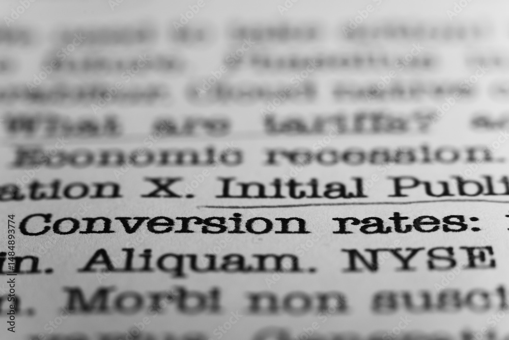 Fototapete conversion rates.. text printed on a page. a piece of paper with a phrase written in retro typewrite