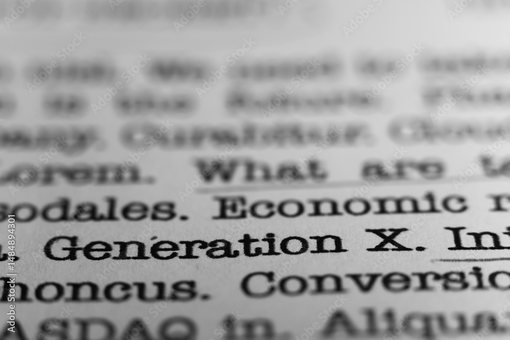 Fototapete generation x. text printed on a page. a piece of paper with a phrase written in retro typewriter fon