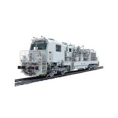 Modern High-Speed Rail Maintenance Locomotive on Tracks