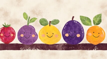 Smiling fruit friends
