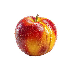 Juicy Nectarine with Water Droplets on white background
