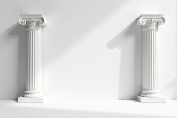 Obraz premium Elegant Roman column against pristine white backdrop, history, background