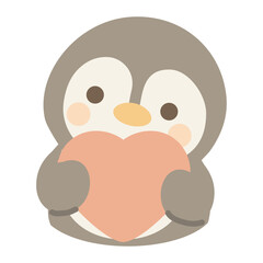 Penguin Holding a Heart Illustration