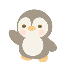Illustration of a Cartoon Penguin Waving