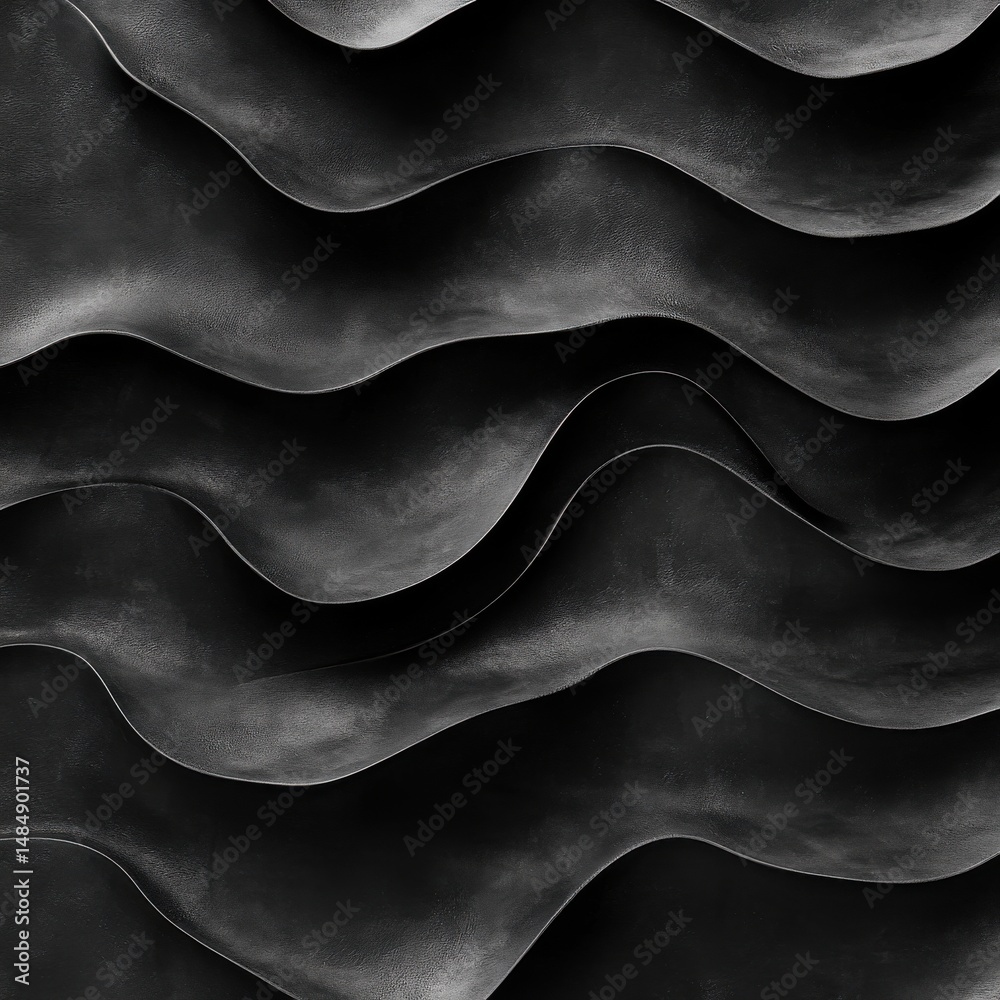 Fototapete Abstract Grayscale Wave Pattern Dark Undulating Texture Background