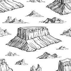 Grand Canyon, Arizona, USA Vector Illustration with Seamless Pattern Design