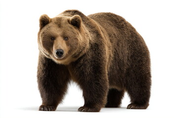 Obraz premium Brown bear, Ursus arctos, standing in front of white background