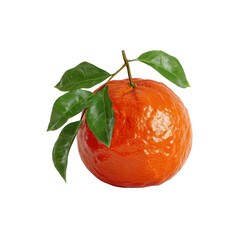 Fresh Mandarin Orange with Green Leaves on white background