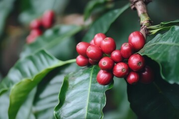 red coffee beans on a branch
