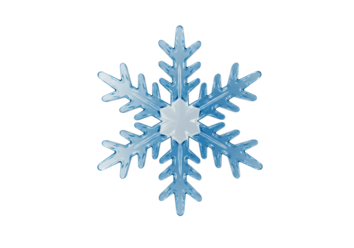 透明な背景に青い色合いで詳細な六角形の雪の結晶のイラストレーション冬の季節のお祝いと装飾デザイン