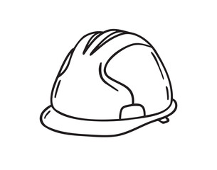 construction helmet icon doodle hand drawn. Outline line drawing clipart symbol