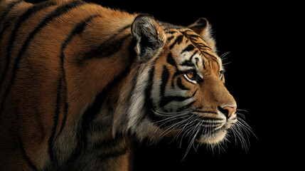 Obraz premium Tiger close up Isolated black Background 