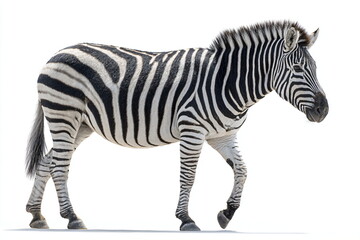 Fototapeta premium Zebra isolated on white background, side view