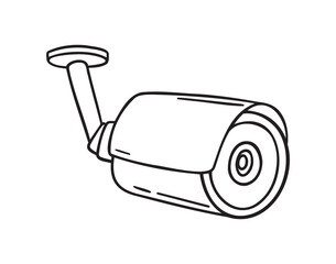 cctv camera icon doodle hand drawn. Outline line drawing clipart symbol