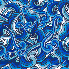 Abstract blue curve seamless pattern